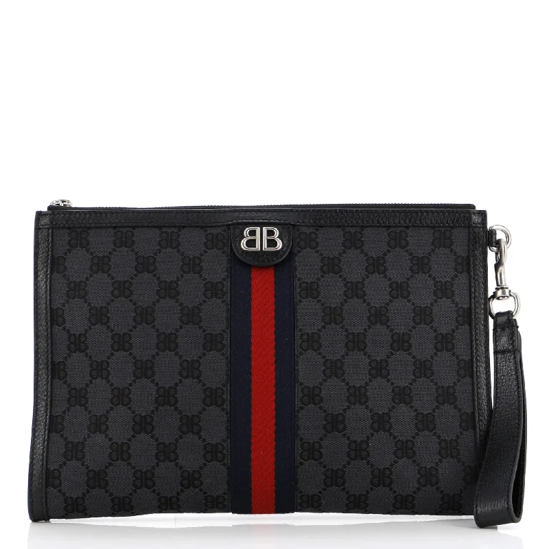 x Gucci The Hacker Project Web Wristlet Clutch BB Canvas