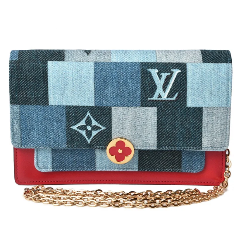 Louis Vuitton Alma bags featuring the signature top - handle designLouis Vuitton Chain Wallet Shoulder Bag LOUIS VUITTON FLORE CHAIN WALLET M69036 Denim Monogram