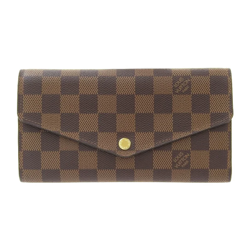 Louis Vuitton bags with a front - flap pocket for quick - access itemsLouis Vuitton Damier Portefeuille Sarah long wallet with hook Ebene N63209