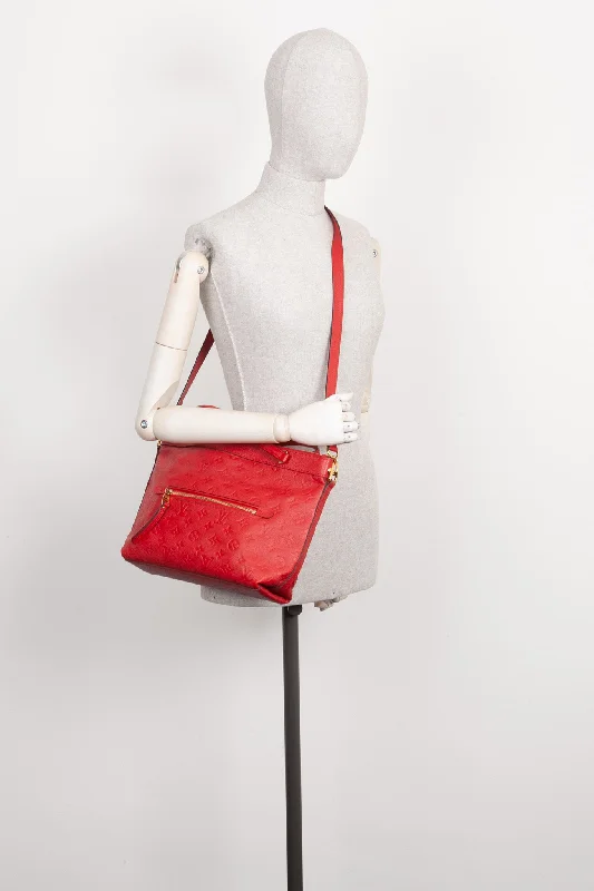 Louis Vuitton handbags with a metal - framed clasp for durabilityLOUIS VUITTON Bastille Bag Empreinte Red