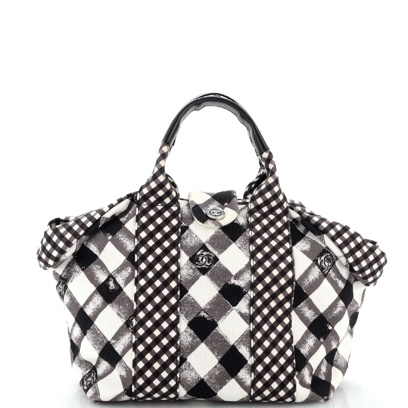 Top Handle Satchel Gingham Print Canvas Small