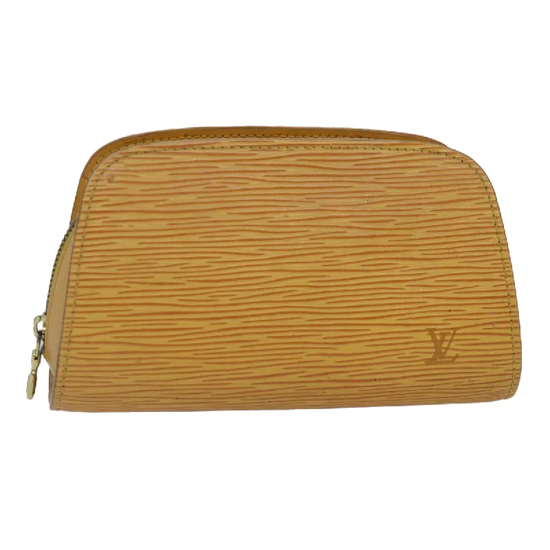 Ladies Louis Vuitton shoulder bags with a magnetic - closure flap for easeLOUIS VUITTON Epi Dauphine PM Pouch Yellow M48449 LV Auth 87732