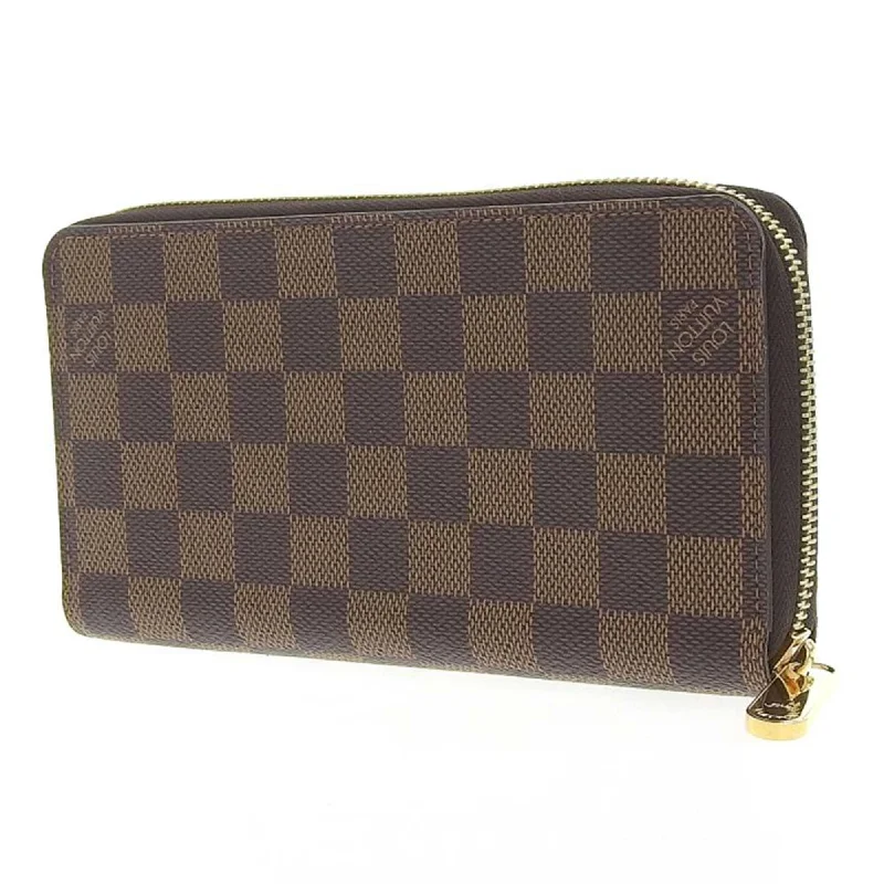 Ladies Louis Vuitton Capucines bags with a detachable shoulder strapLOUIS VUITTON Damier Zippy Round Long Wallet Ebene N41661