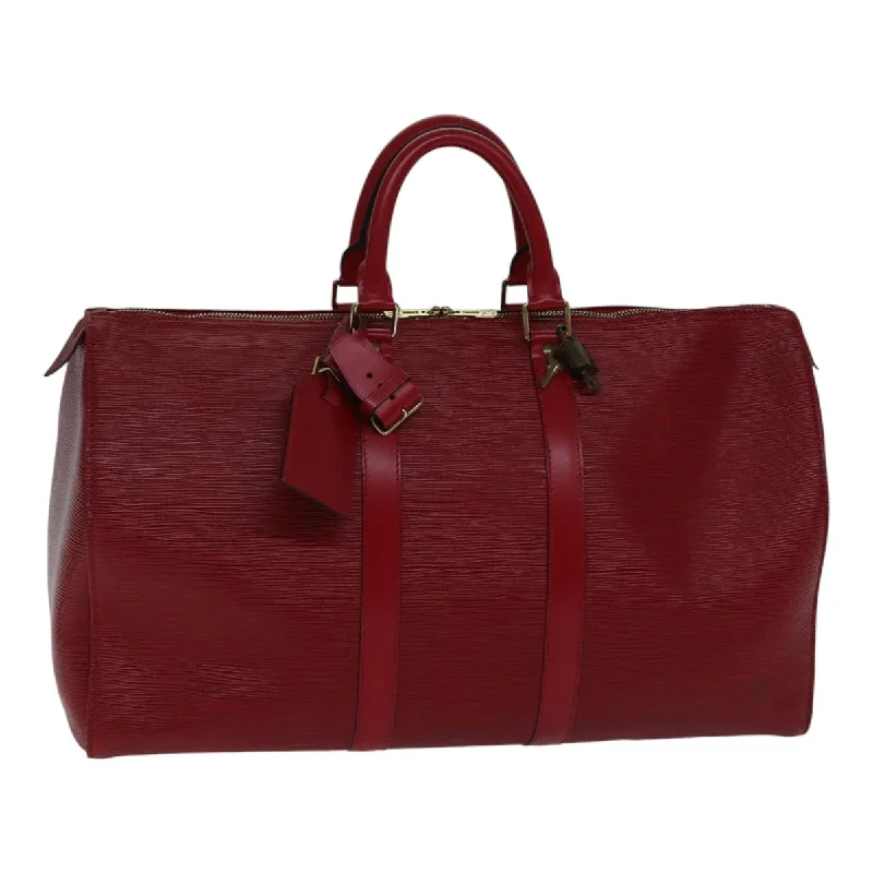 Ladies Louis Vuitton Capucines bags with a detachable shoulder strapLOUIS VUITTON Epi Keepall 45 Boston Bag Red M42977 LV Auth ki4861