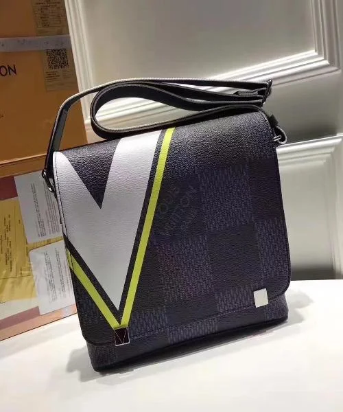 Louis Vuitton Alma bags featuring the signature top - handle designLouis Vuitton District PM Messenger Bag Damier Cobalt Canvas Yellow