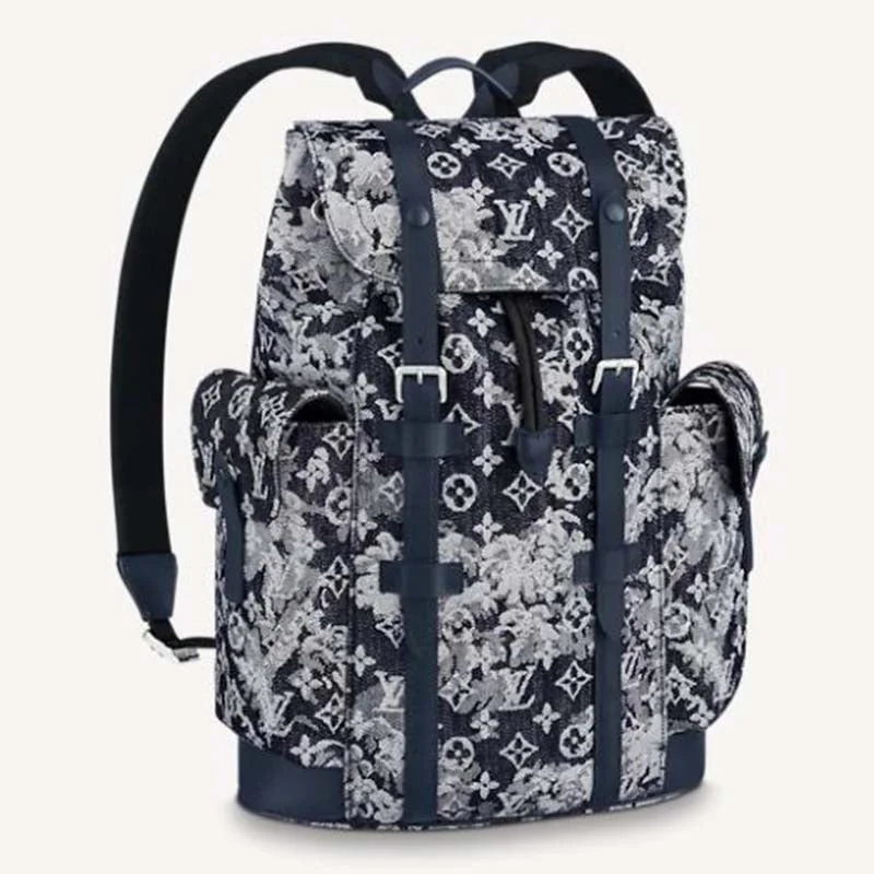 Louis Vuitton Alma bags with a leather - wrapped handle for a luxurious feelLouis Vuitton LV Unisex Christopher Backpack Monogram Tapestry Coated Canvas-Navy