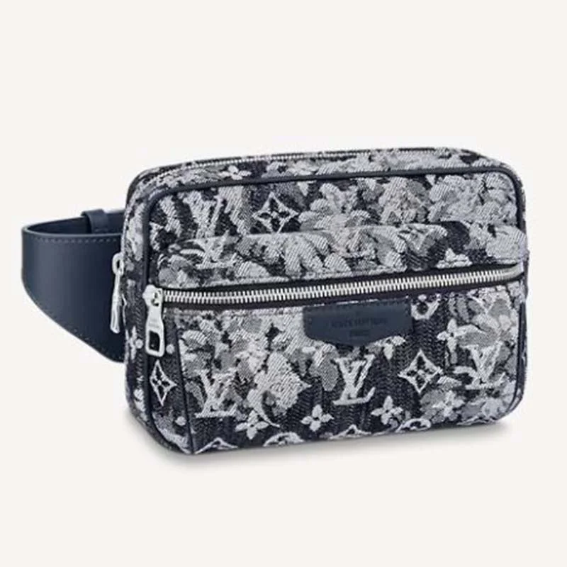 Louis Vuitton bags with a snap - button closure and a decorative charm for styleLouis Vuitton LV Unisex Outdoor Bumbag Monogram Tapestry Coated Canvas-Navy