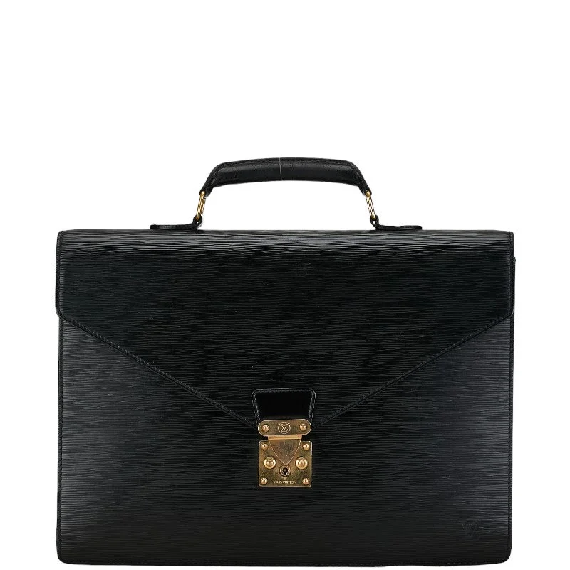 Ladies Louis Vuitton shoulder bags with a single - handle silhouetteLouis Vuitton Epi Celebrity Concierge Business Bag Briefcase Paper Bag M54422 Black Leather  Louis Vuitton