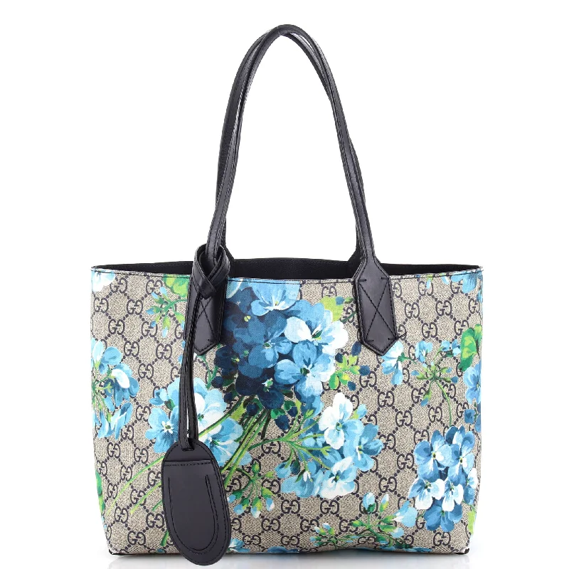 Reversible Tote Blooms Print Leather Small