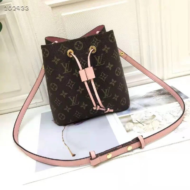 Louis Vuitton Twist bags with a snakeskin - effect panel for a bold lookLouis Vuitton Women NéoNoé Bucket Bag Rose Poudré Pink Monogram Coated Canvas