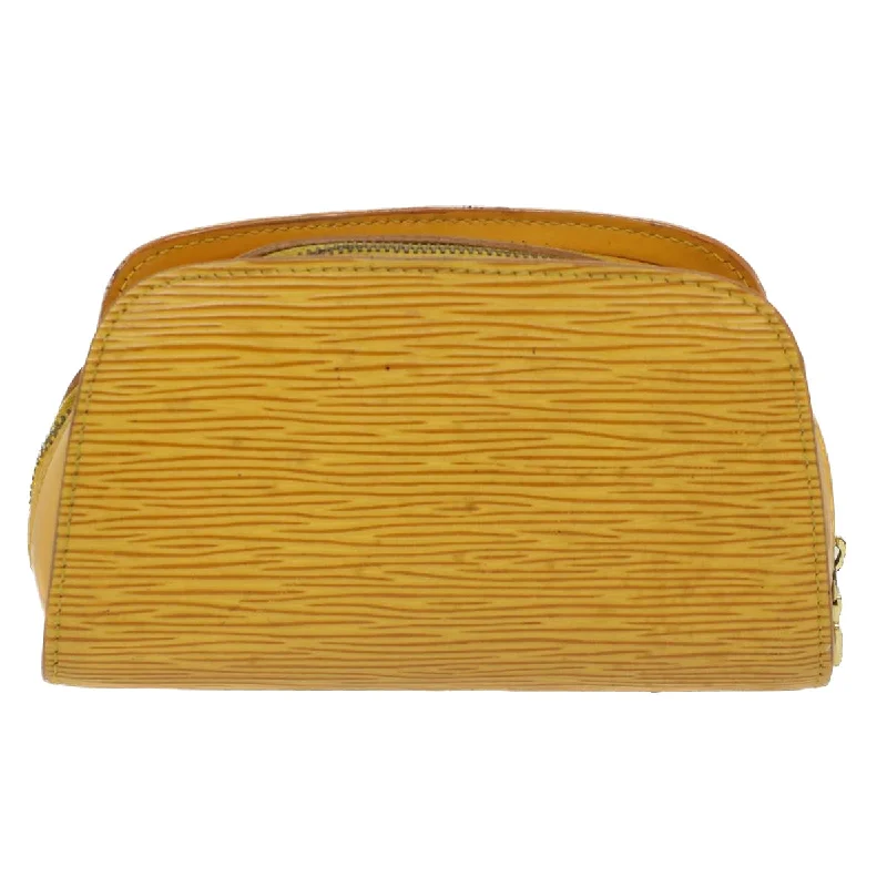 Louis Vuitton bags with a front - zip pocket for small items like keysLOUIS VUITTON Epi Dauphine PM Pouch Yellow M48449 LV Auth 47357