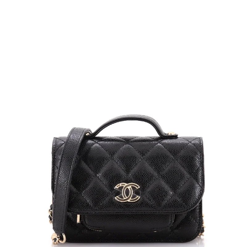 Business Affinity Flap Bag Quilted Caviar Mini