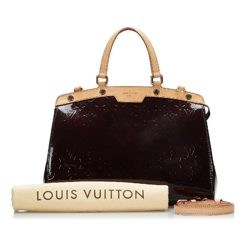 Louis Vuitton tote bags with a printed LV logo on the front for brand visibilityLouis Vuitton Brea MM Purple Monogram Vernis