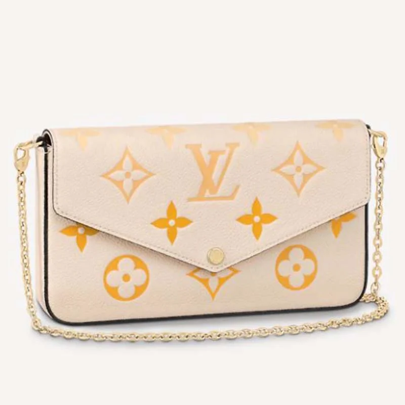 Louis Vuitton bags with a front - zip pocket for small items like keysLouis Vuitton Women Félicie Pochette Cream Saffron Monogram Empreinte Embossed Supple Grained Cowhide