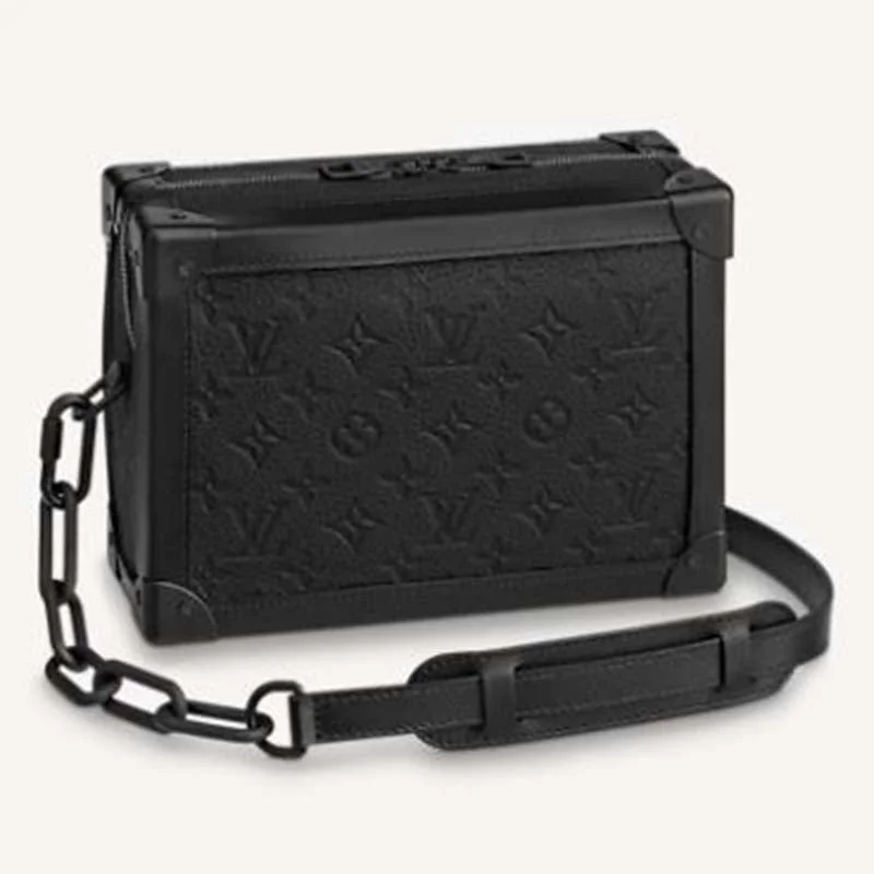 Louis Vuitton crossbody bags with a printed floral pattern for femininityLouis Vuitton LV Unisex Soft Trunk Bag Monogram-Embossed Black Taurillon Cowhide Leather