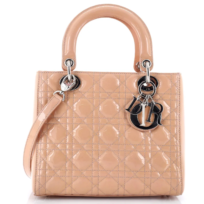 Lady Dior Bag Cannage Quilt Patent Medium