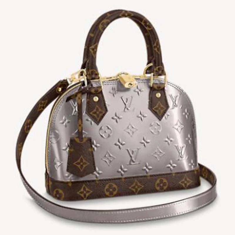 Louis Vuitton handbags with a patent - leather finish for a shiny lookLouis Vuitton LV Women Alma BB Handbag Monogram Canvas Vernis Leather