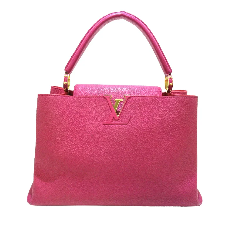 Louis Vuitton tote bags with a water - resistant coating for outdoor useLouis Vuitton Capucines MM Pink Taurillon