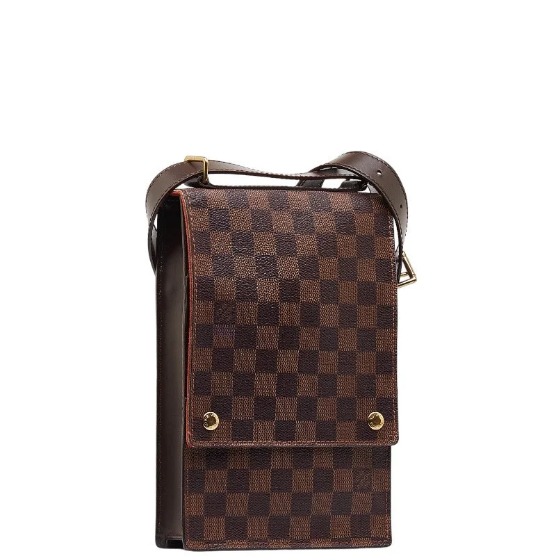 Louis Vuitton tote bags with a double - handle and shoulder - strap optionLouis Vuitton Damier Porte Blanc Shoulder Bag N45271 Brown PVC Leather  Louis Vuitton