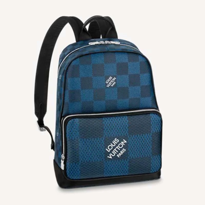 Ladies Louis Vuitton shoulder bags with a wide - width strap for comfortLouis Vuitton LV Unisex Campus Backpack Navy Blue Damier Graphite 3D Coated Canvas