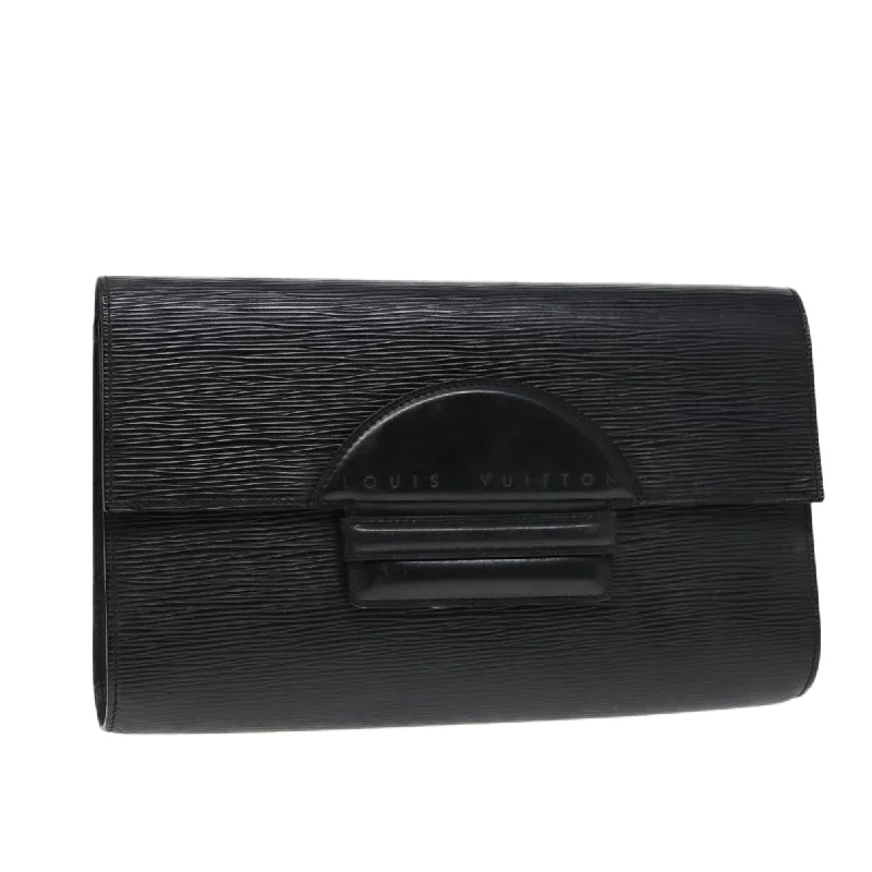 Louis Vuitton bags with a magnetic snap closure for easy accessLOUIS VUITTON Epi Chaillot Clutch Bag Black M52542 LV Auth 88321