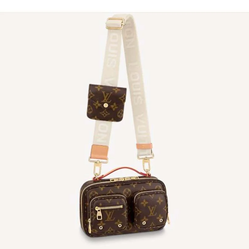 Louis Vuitton Alma bags with a leather - wrapped handle for a luxurious feelLouis Vuitton Unisex Utility Crossbody Bag Monogram Coated Canvas Natural Cowhide Leather