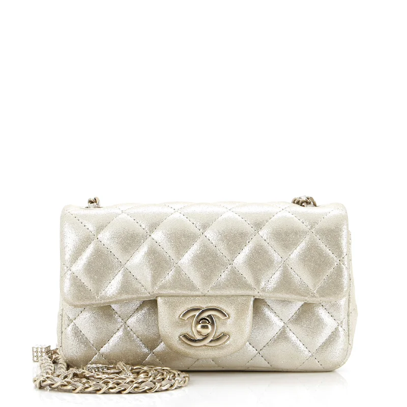 Crystal Dice Classic Single Flap Bag Quilted Iridescent Calfskin Extra Mini