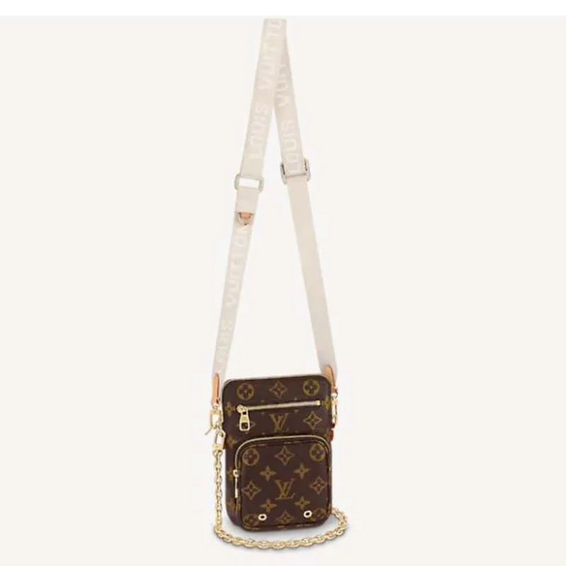 Louis Vuitton Neverfull bags with large capacity for everyday essentialsLouis Vuitton Unisex Utility Phone Sleeve in Monogram Canvas Natural Cowhide Leather