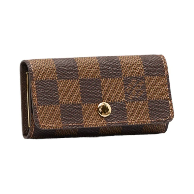 Ladies Louis Vuitton Capucines bags with gold - toned hardwareLOUIS VUITTON Damier Multicle 4 Key Case N62631 Brown PVC Leather Women's