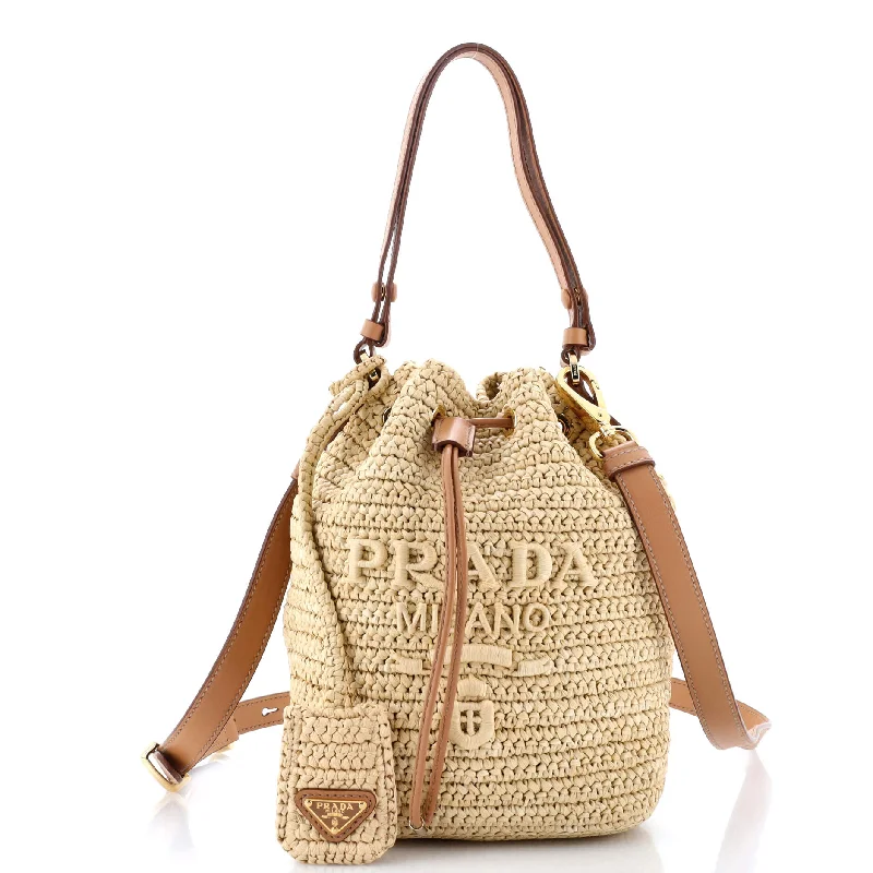 Logo Bucket Bag Raffia Mini