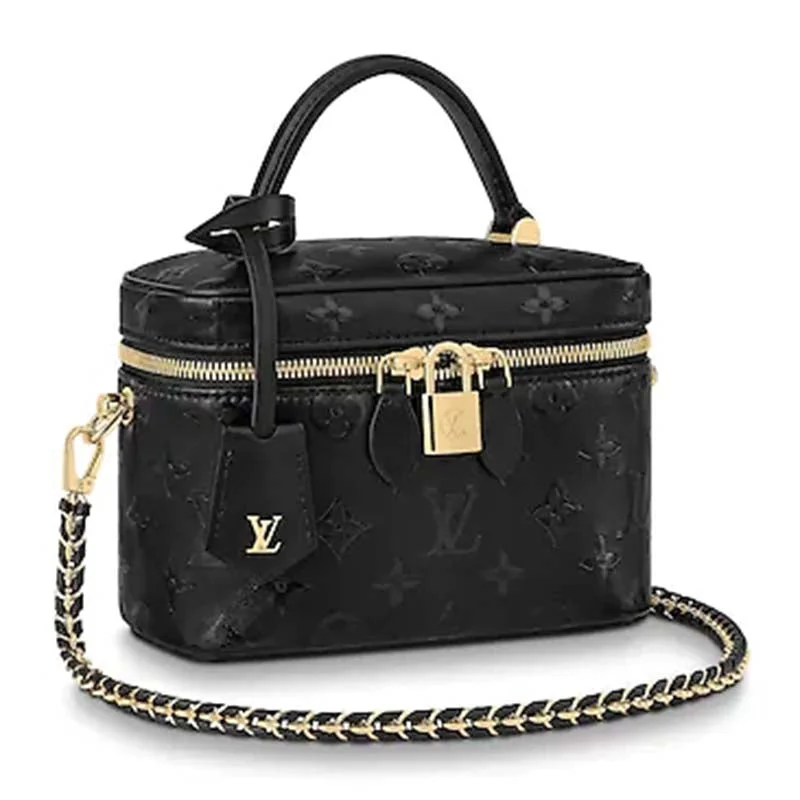 Medium - sized Louis Vuitton tote bags for work and shoppingLouis Vuitton LV Women Vanity PM Handbag Black Monogram-Embossed Lambskin