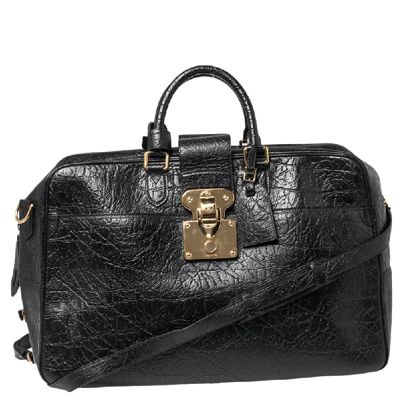 Ladies Louis Vuitton shoulder bags with a tassel decoration for charmLouis Vuitton Black Cuir Indra Duffel Bag