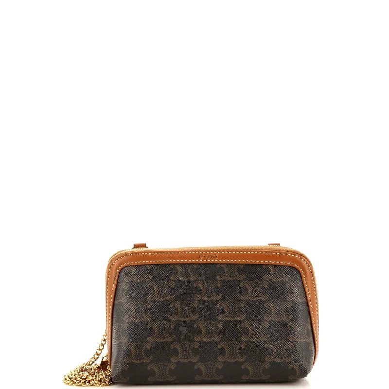 Zip Around Chain Clutch Triomphe Coated Canvas