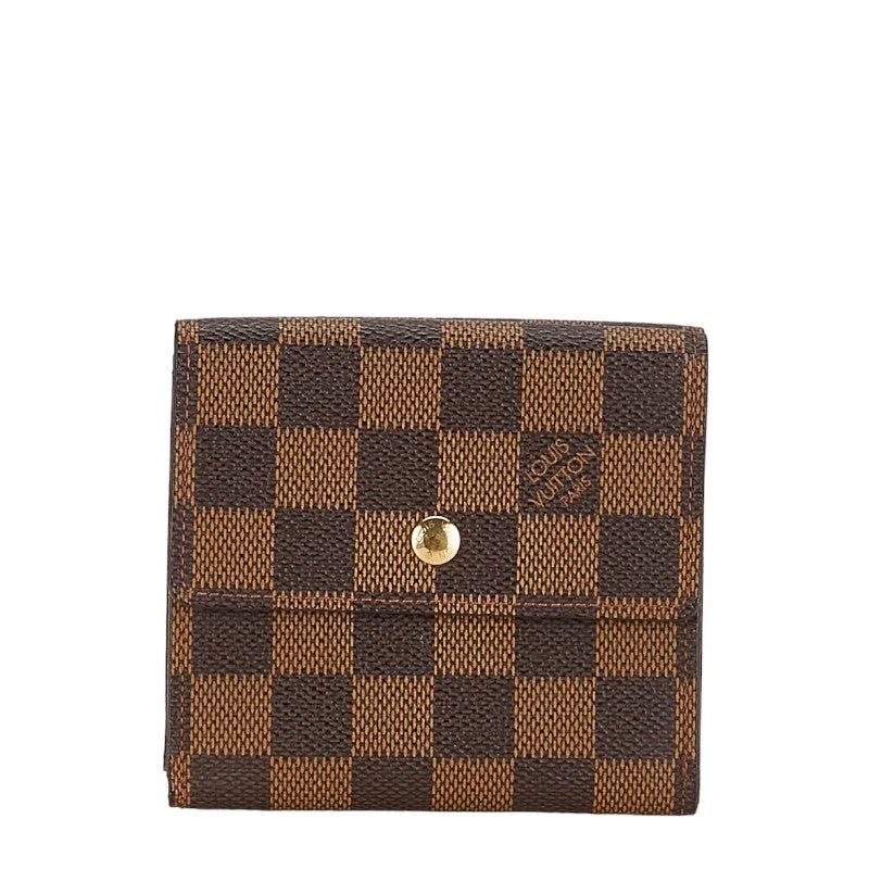 Louis Vuitton backpacks with a padded back panel for comfort during long - wearLouis Vuitton Damier Portefolio  Double Fold Wallet N61654 Brown PVC Leather  Louis Vuitton