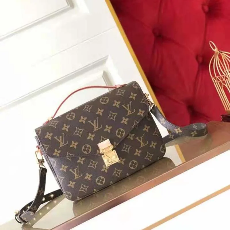 Louis Vuitton tote bags with a spacious interior and multiple pocketsLouis Vuitton Unisex Pochette Métis Bag Monogram Coated Canvas Natural Cowhide