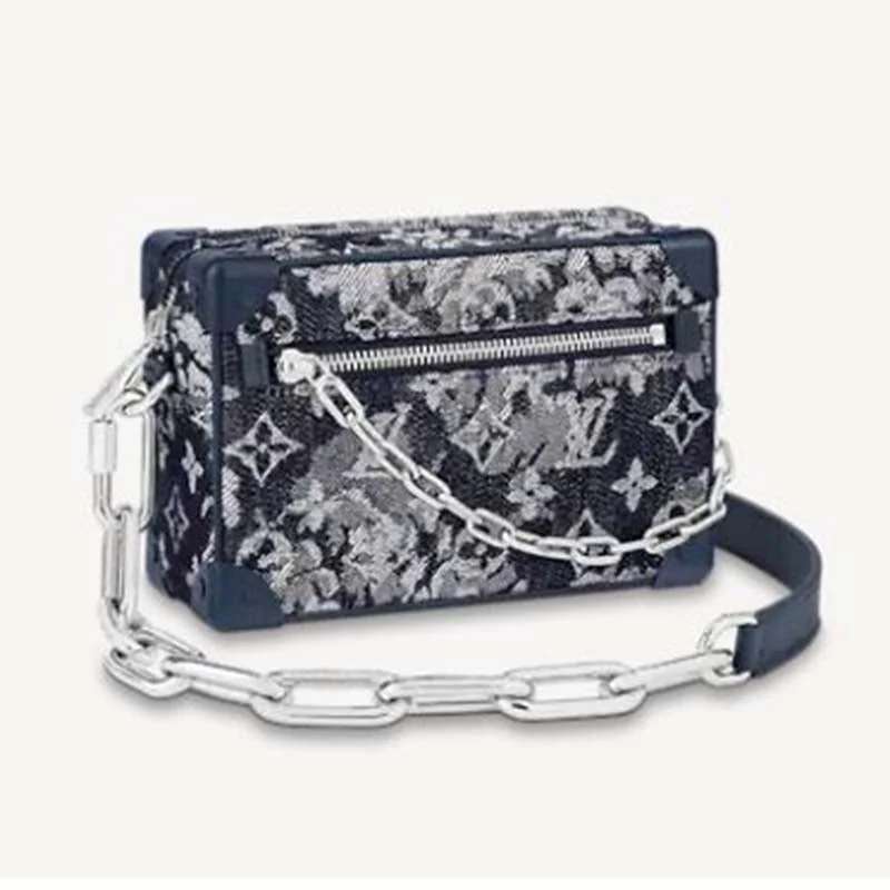 Louis Vuitton crossbody bags with a woven leather strap for textureLouis Vuitton LV Unisex Mini Soft Trunk Monogram Tapestry Coated Canvas-Navy