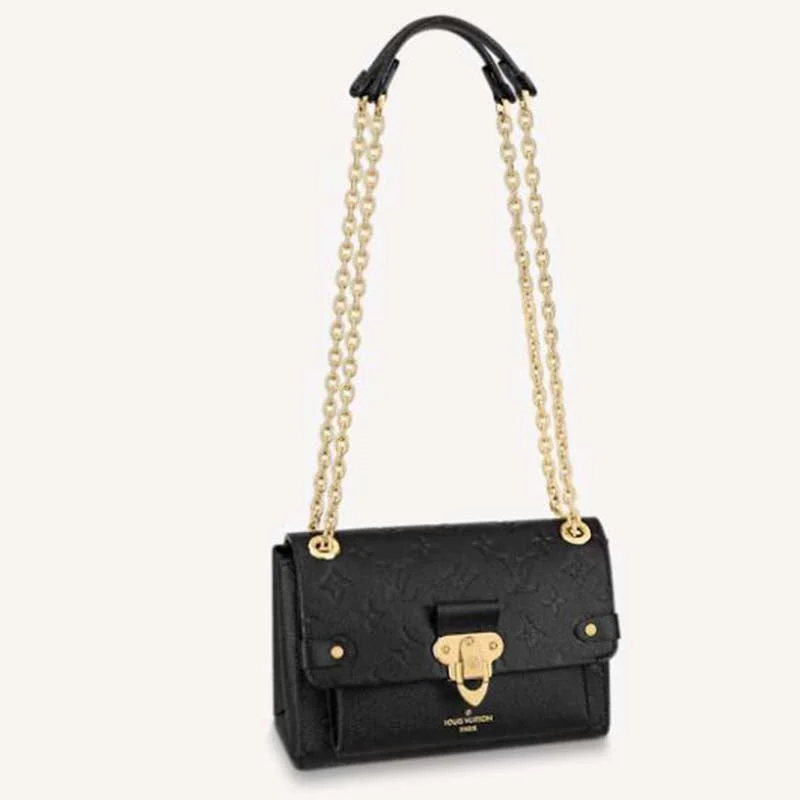 Ladies Louis Vuitton Petite Malle bags with a star - shaped charm for cutenessLouis Vuitton Women Vavin BB Black Embossed Supple Grained Cowhide Leather