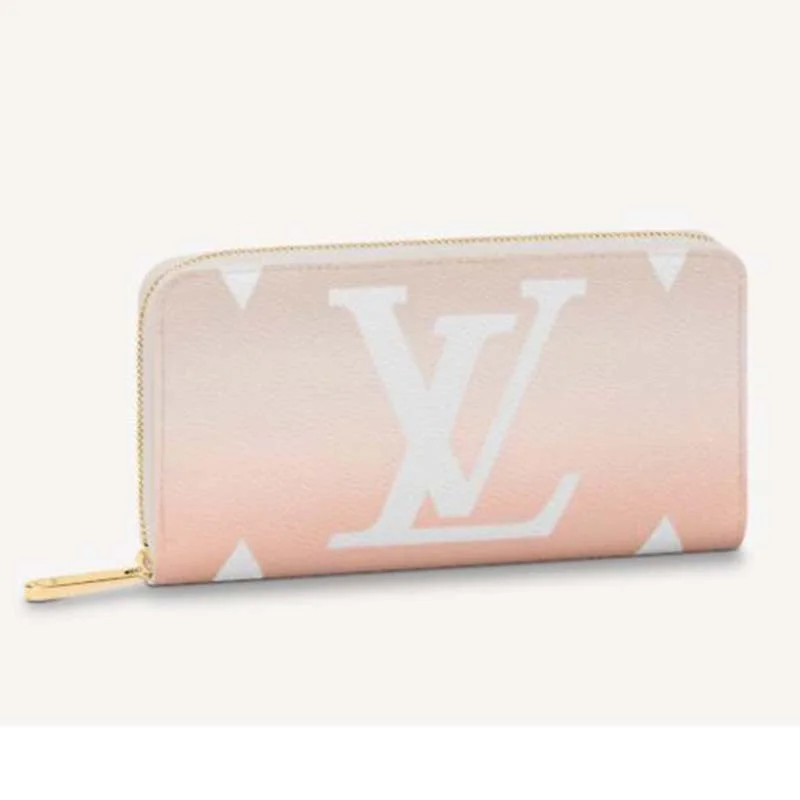 Louis Vuitton bags with a zip - around closure for enhanced securityLouis Vuitton Unisex Zippy Wallet Mist Gray Monogram Coated Canvas Cowhide Leather