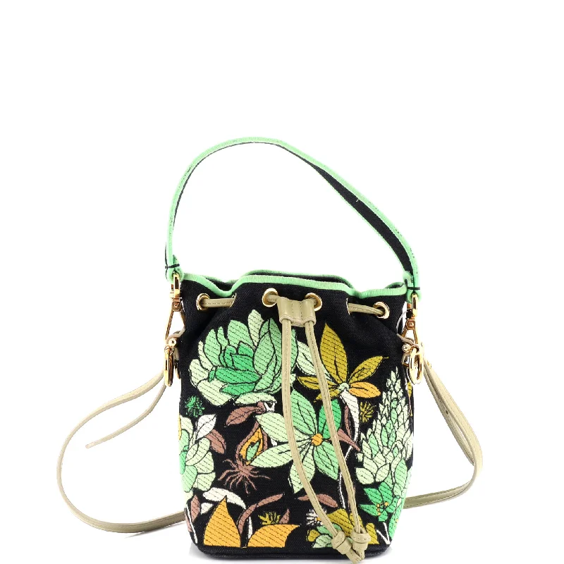 Mon Tresor Bucket Bag Embroidered Canvas Mini