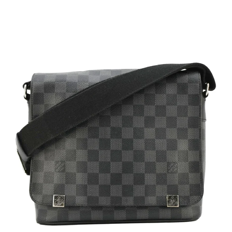 Small - sized Louis Vuitton Pochette Metis bags for a compact carryLOUIS VUITTON District PM Damier Graphite Messenger Bag Black