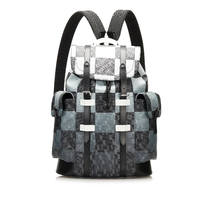 Louis Vuitton backpacks with a padded back panel for comfort during long - wearLouis Vuitton Christopher Backpack Giant Damier Graphite Canvas