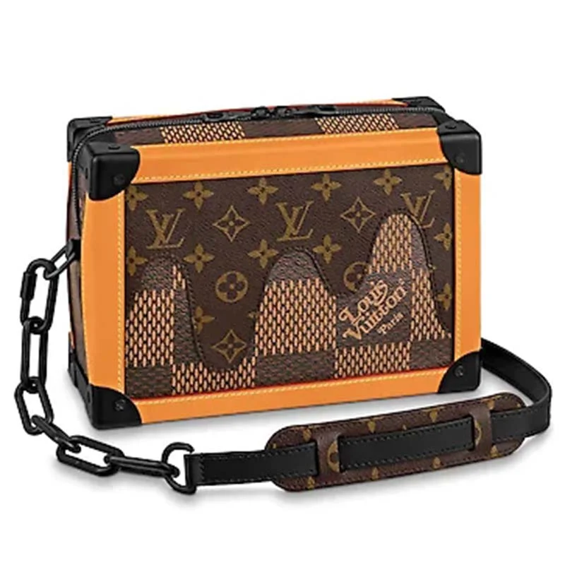 Louis Vuitton tote bags with a double - handle and shoulder - strap optionLouis Vuitton LV Unisex Soft Trunk Messenger Bag Giant Damier Ebene Canvas