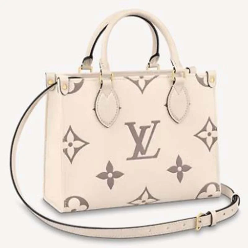 Louis Vuitton tote bags with a spacious interior and multiple pocketsLouis Vuitton LV Women Onthego PM Tote Monogram Empreinte Cowhide Leather