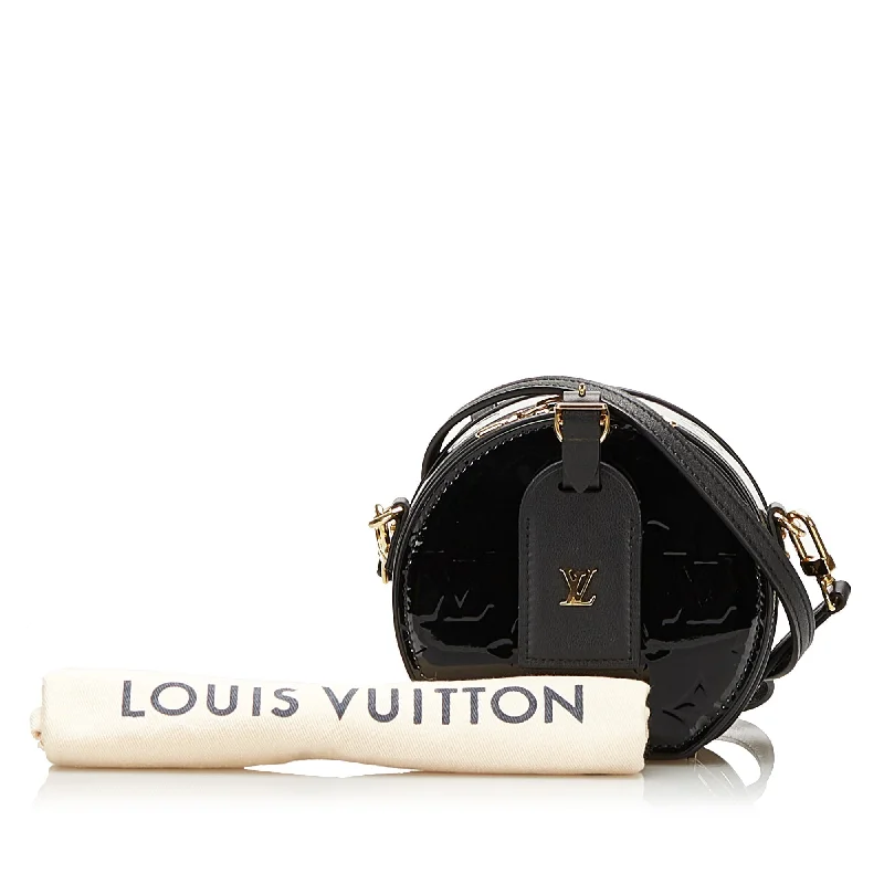 Louis Vuitton handbags with a patent - leather finish for a shiny lookLouis Vuitton Boite Chapeau Souple Mini Black Monogram Vernis