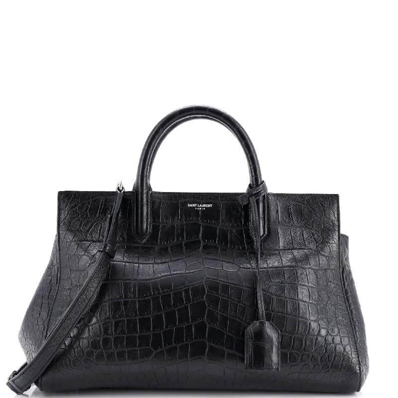 Rive Gauche Cabas Crocodile Embossed Leather Medium