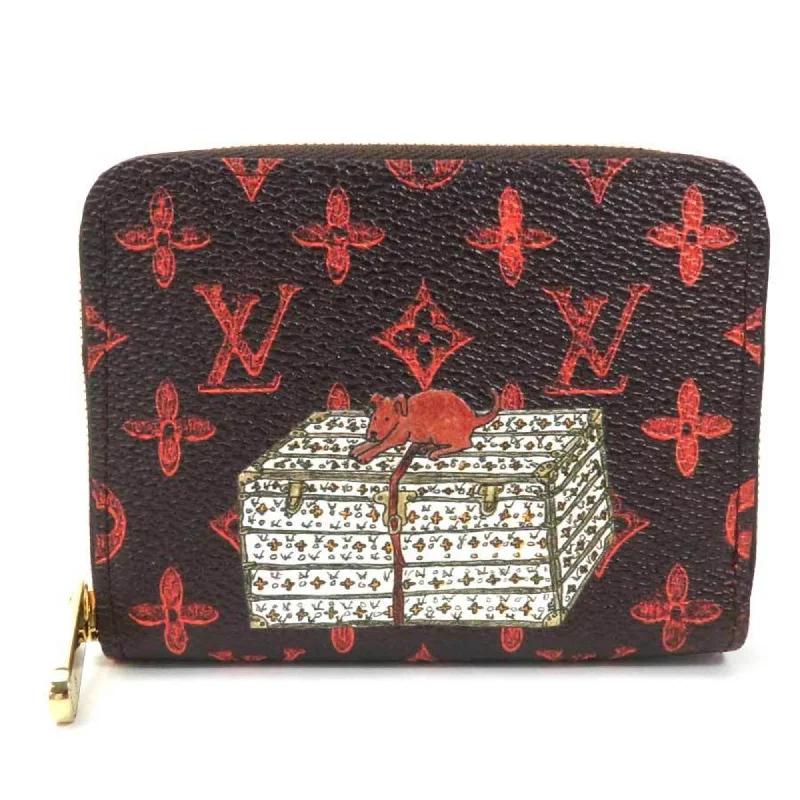 Louis Vuitton bags with a front - flap pocket for quick - access itemsLouis Vuitton Coin Purse Card Case Catgram Grace Coddington Collaboration Zippy Marron Transformed Monogram Canvas Ladies M63883