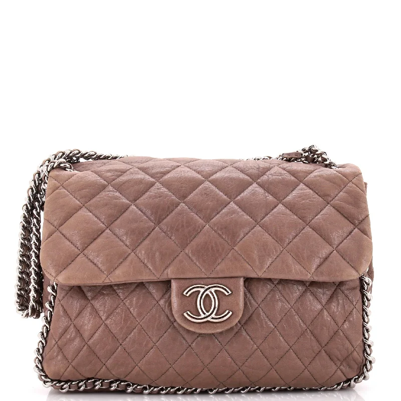 Chain Around Flap Bag Quilted Leather Maxi