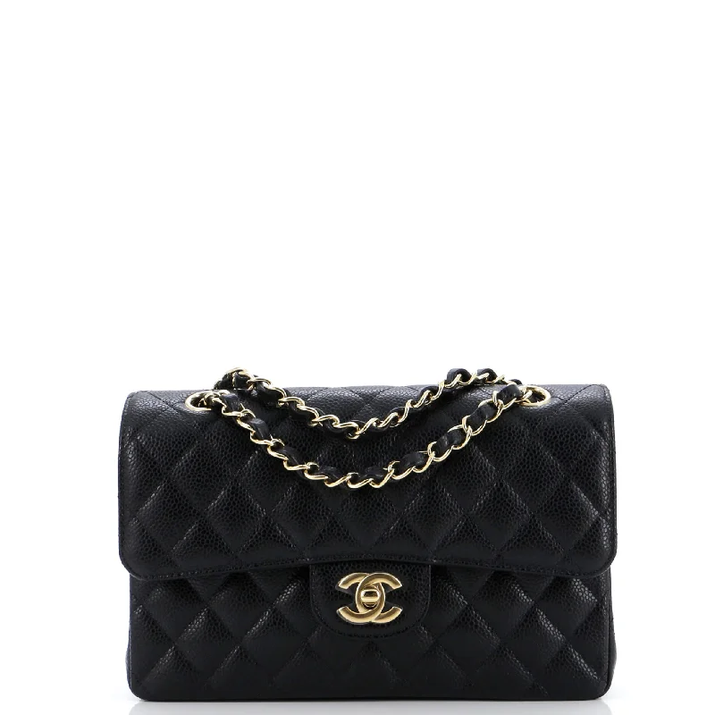 Classic Double Flap Bag Quilted Caviar Small