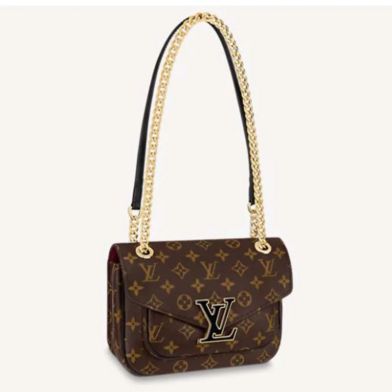 Louis Vuitton bags with a zippered interior pocket for better organizationLouis Vuitton LV Women Passy Handbag in Monogram Coated Canvas-Brown