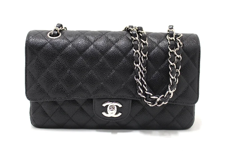 Chanel Classic Flap Bag for Evening PartyChanel Classic Black Quilted Caviar Leather Classic Medium Double Flap Bag